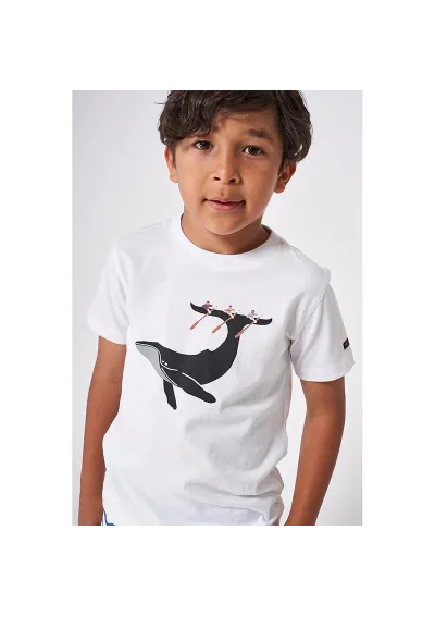 Camiseta de niño Batela blanca con estampado de ballena n2050 2