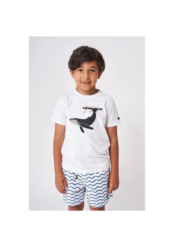 White Batela boy's t-shirt with whale print n2050