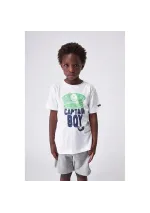 Camiseta de niño Batela blanca  con gorra verde Captain Boy n2049