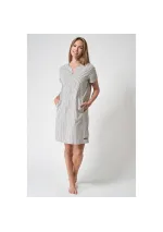 Ecru Batela sailor dress with vertical navy blue stripes a2343 cu/ma