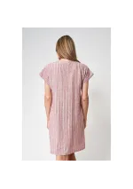 Linen and viscose Batela dress with white and clay stripes a2487 cy/bl 3