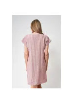 Vestido Batela de lino y viscosa con rayas blancas y arcilla a2487 cy/bl 3
