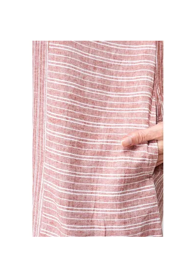Linen and viscose Batela dress with white and clay stripes a2487 cy/bl 2