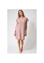 Vestido Batela de lino y viscosa con rayas blancas y arcilla a2487 cy/bl