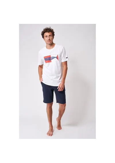 Camiseta Batela para hombre con estampado de cachalote a2440 blanca