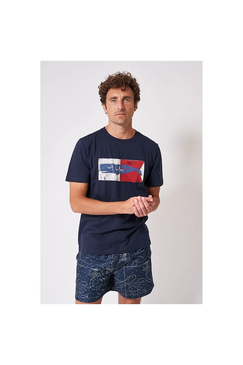 Camiseta Batela para hombre con estampado de cachalote a2440 marino
