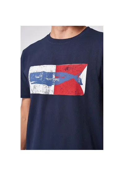 Navy blue Batela t-shirt for men with sperm whale print a2440 3