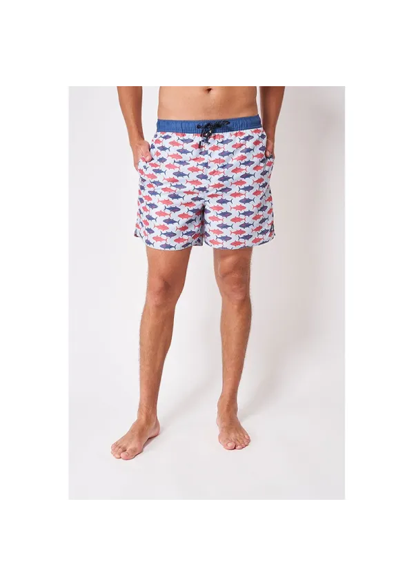 Light blue Batela swimsuit for men with red and blue tunas a2322 tun
