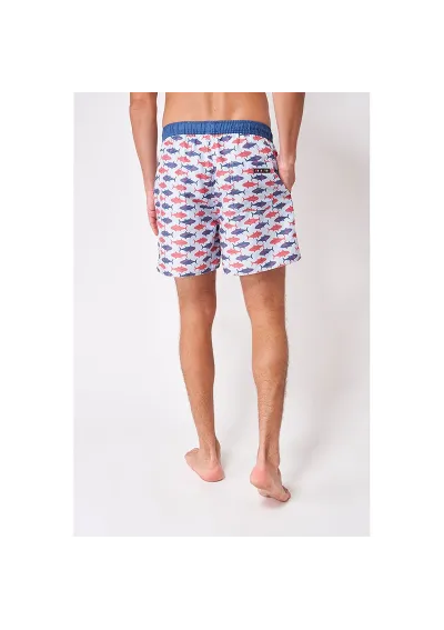Light blue Batela swimsuit for men with red and blue tunas a2322 tun 3
