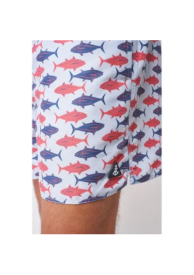 Light blue Batela swimsuit for men with red and blue tunas a2322 tun 4