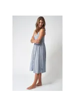 Blue & white viscose Batela dress with straps and front buttons A2480 bh/bl 2