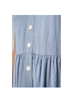 Blue & white viscose Batela dress with straps and front buttons A2480 bh/bl 5