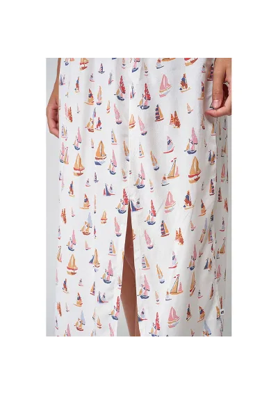 Long Batela dress made of viscose with sailboat print A2477 Boat 4