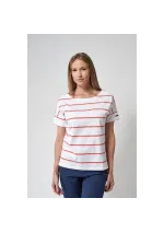 White & pink muc38 Batela women's short-sleeved striped T-shirt A2461 2