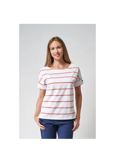 White & pink muc38 Batela women's short-sleeved striped T-shirt A2461