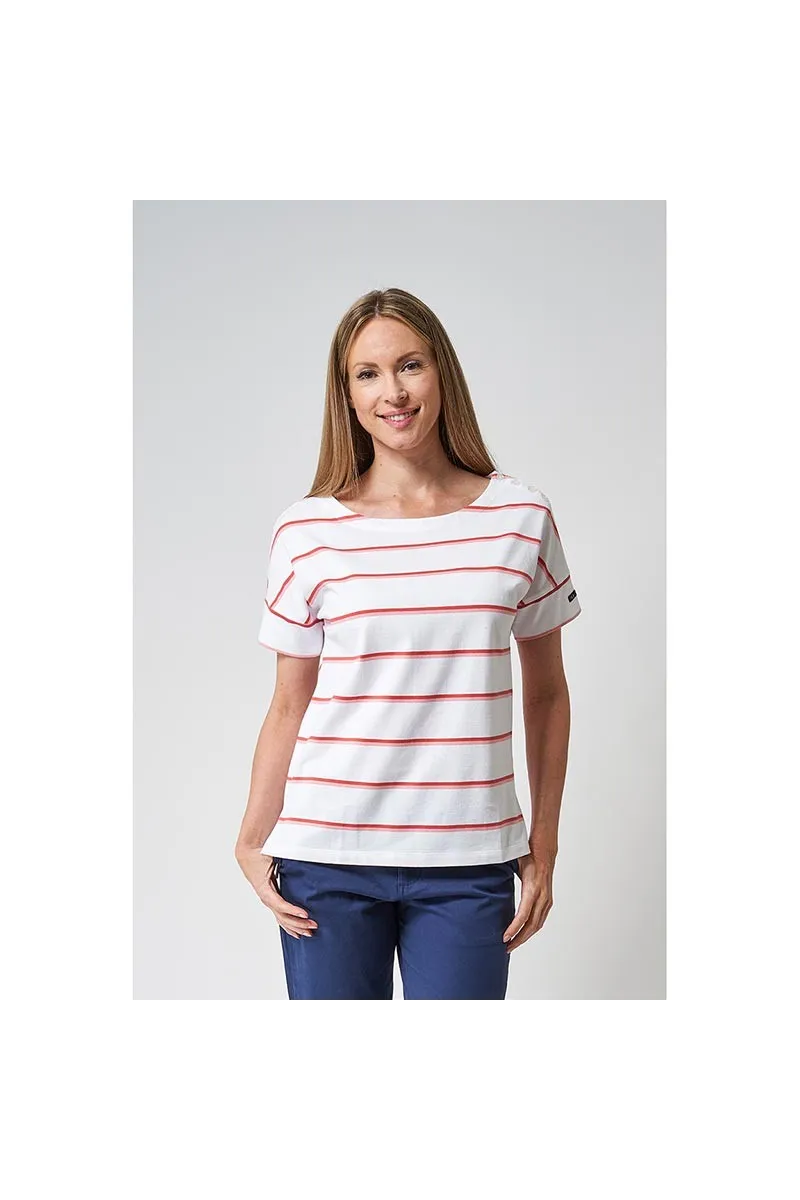 White & pink muc38 Batela women's short-sleeved striped T-shirt A2461