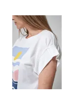 Camiseta de mujer Batela con paisaje veraniego blanca a2471 4
