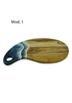 Large oval cutting board with epoxy resin waves mod1