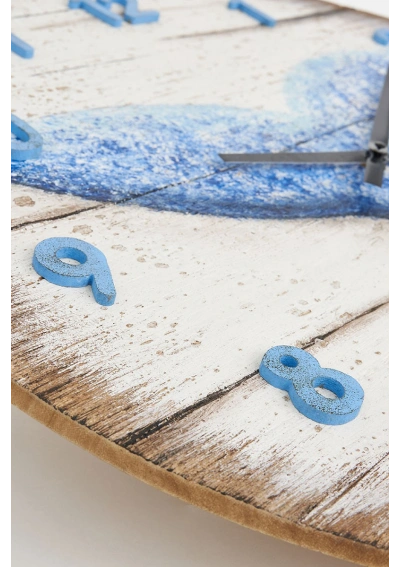 Batela wall clock with blue whale tail d1331 2