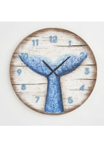 Batela wall clock with blue whale tail d1331