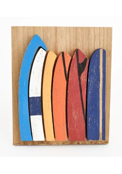 Wooden painting with embossed surfboards D6201