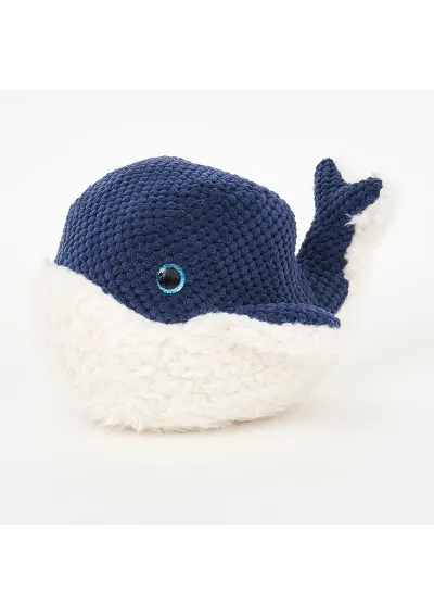 Blue and white whale plush toy by Batela D2273