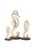 Figura caballito de mar de aluminio y madera