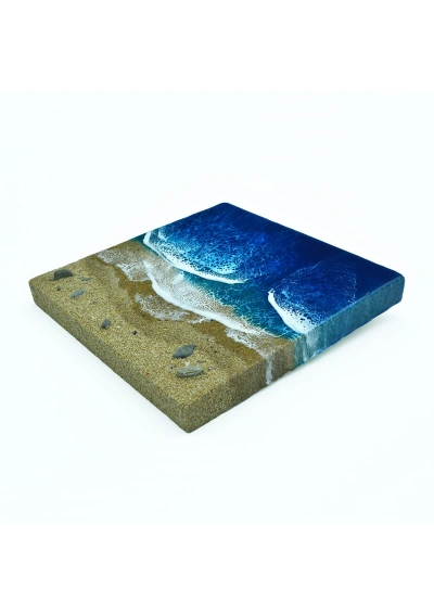 20cm painting with resin waves and sand from La Manga del Mar Menor 2