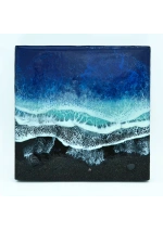 Waves of Lanzarote painting made of epoxy resin & black sand