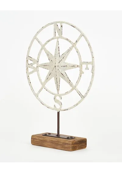 Batela metal and wood compass rose for table D7709