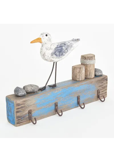 Key hanger with seagull and aged wood by Batela D7711 2