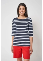 Camiseta Batela marsellesa mujer A2057 azul marino y blanco