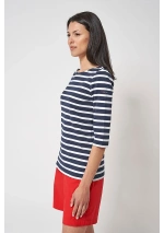 Camiseta Batela marsellesa mujer A2057 azul marino y blanco 2