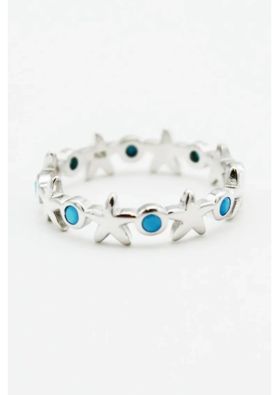 Silver and zirconia starfish ring