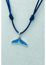 Colgante cola de ballena en plata con ópalo y circonitas
