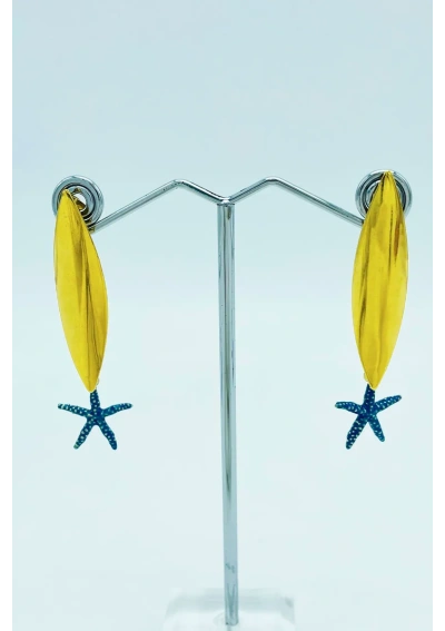 Pendientes tabla de surf con estrellas de mar azules