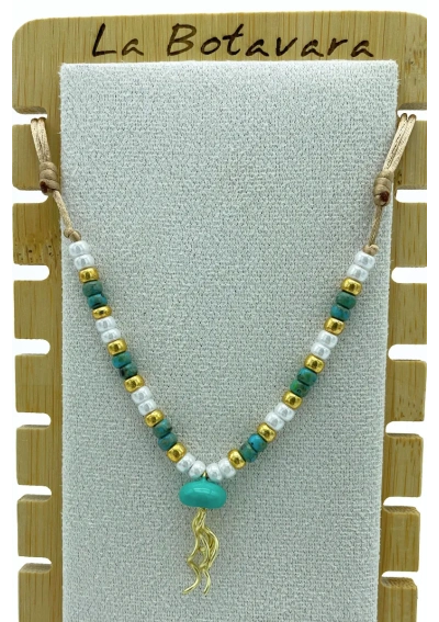 Collar medusa turquesa de colores con cordón ajustable 2
