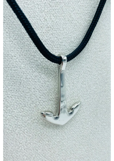 Stainless Steel Anchor Pendant with navy blue rope