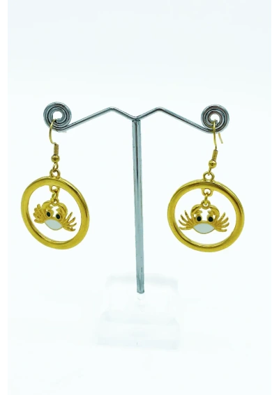 Hoop Earrings with white Crab