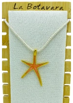 Gold-plated star fish pendant with orange enamel
