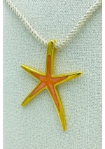 Gold-plated star fish pendant with orange enamel 2