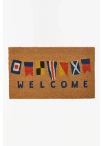 Coconut Doormat with Nautical Flags D1352