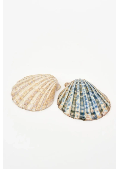 Set of 2 Large Shell Ceramic Bowls by Batela D8108