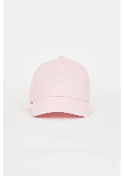Girls' Cap with Embroidered Anchor by Batela N1898 pink 2