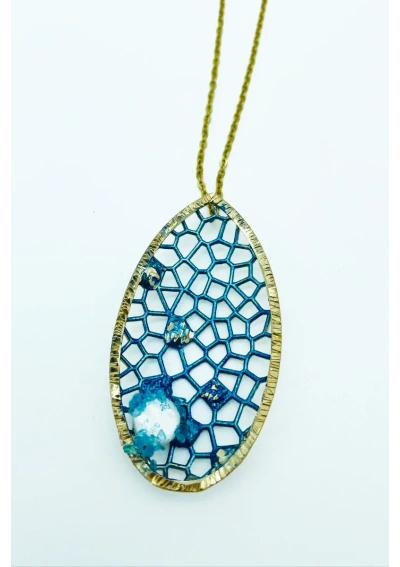 Handcrafted Bronze Coral Net Pendant by Tina Kotsoni