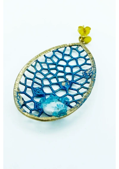 Handcrafted Bronze Coral Net Earrings by Tina Kotsoni 2
