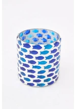 Portavelas de Cristal con Peces Azules de Batela D7868 4