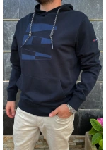 Batela Hooded Sweatshirt with Flags A1942 navy blue