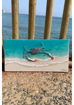Cuadro cangrejo azul hecho a mano con resina epoxy.