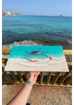 Cuadro cangrejo azul hecho a mano con resina epoxy 3